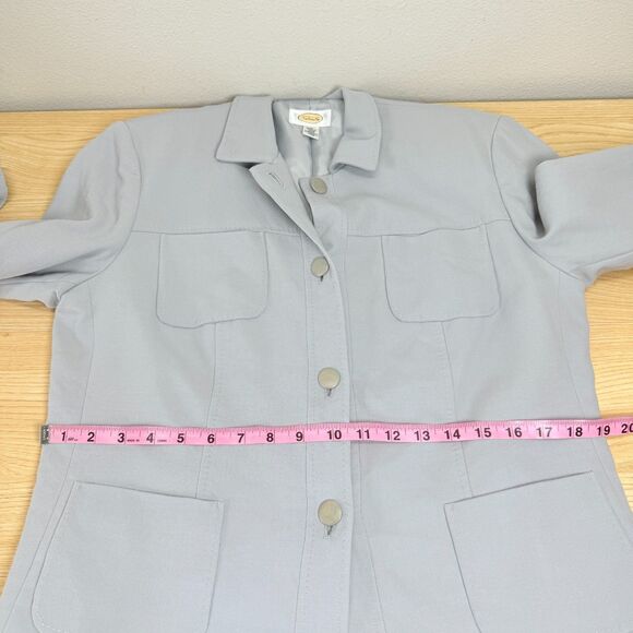Talbots Wool Safari Utility Jacket Blazer Size 14 Light Blue Japan Vtg Career - Picture 11 of 15